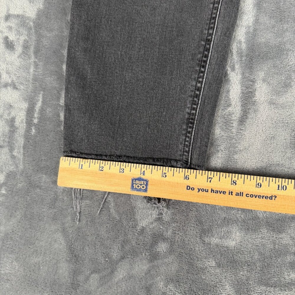 Old Navy 14 Womens Jeans Mid Rise Boyfriend Crop Black Stretch Raw Hem Distress - Picture 5 of 12